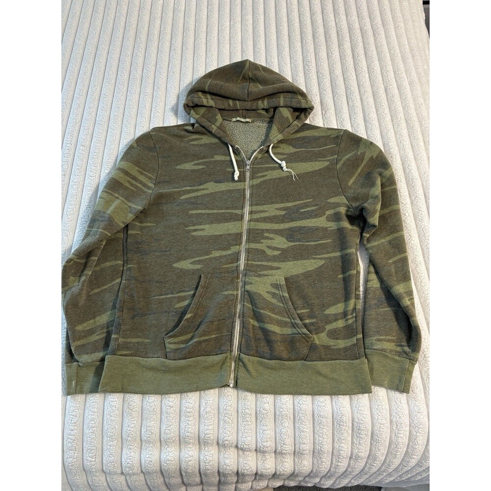 Alternative Earth Adrian Camouflage Hoodie Womens large green Grunge boho Cotton
